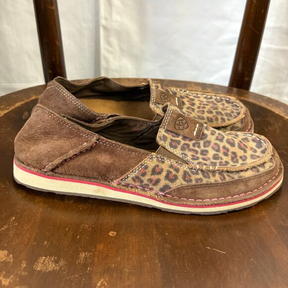 Ariat  Leopard Suede Brown Pink Slip On Cruiser Loafers Shoes Size 8 B - Picture 1 of 7